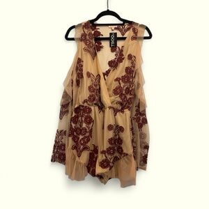 Long Sleeve Floral Lace Romper